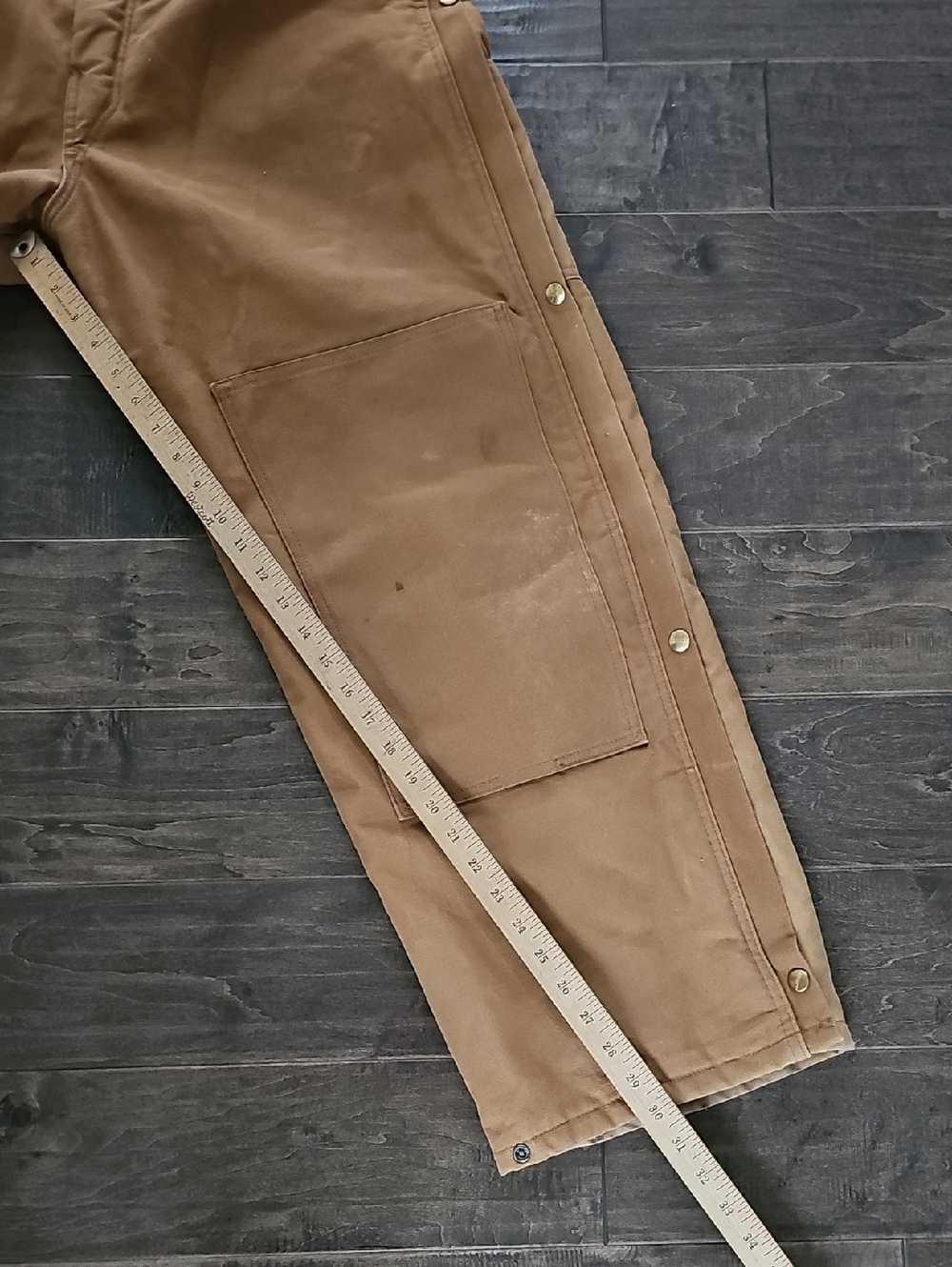 VINTAGE Beautiful Carhartt Brown Duck Bib Overalls with Red Lining Sz 40 X 30 - Picture 14 of 14